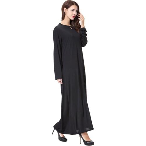 Abaya Dress Muslim Women Girls Dress Maxi Jalabiya Islamic Plain Robe Kaftan Simple Style Black Wholesale
