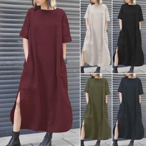 Cotton and linen round neck dresses with irregular hem are hot for spring/summer 2020
