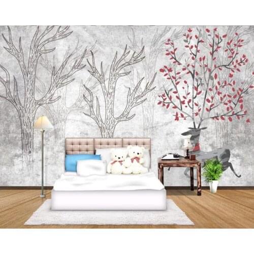 Custom papel de parede infantil, cartoon reindeer forest comic mural for living room bedroom background decoration wallpaper