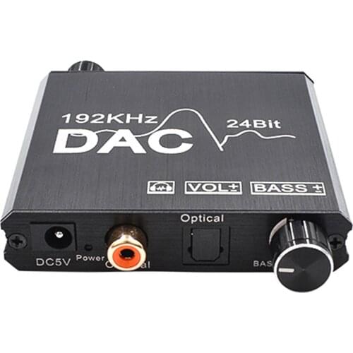 Digital to Analog Audio Converter 192kHz 24bit DAC Converter Optical Coaxial Input RCA 3.5mm Audio Output Adapter