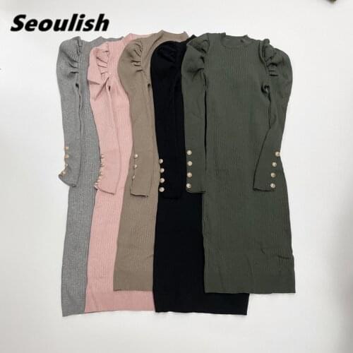 Модные вязаные платья Seoulish China At AliExpress