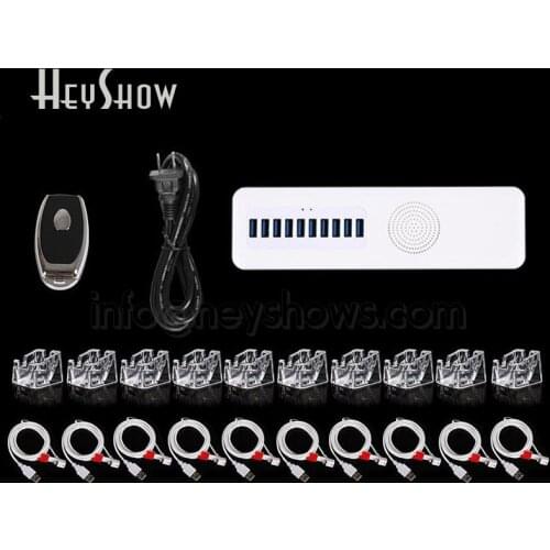 4 6 8 10 Ports Mobile Smart Phone Security Display Burglar Alarm System With Acrylic Stand Cell Phone Anti-Theft Alarm Host