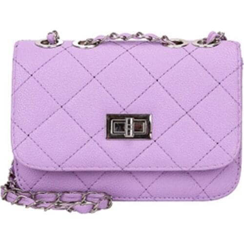 Popular Diamond-type Lattice Crossbody Bag Women Solid Leather Square Casual Thick Chain Satchel