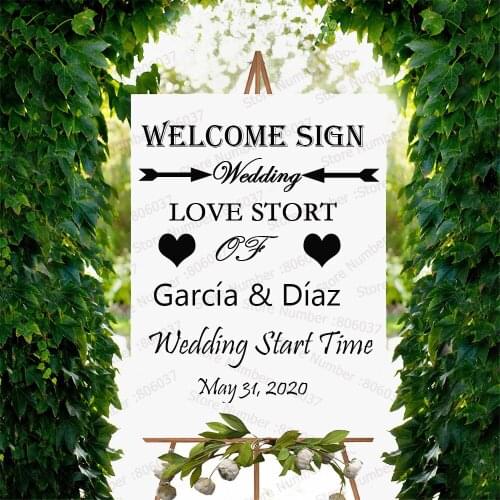 Wedding Personalized Stickers Groom Bride Name Wedding Date Customizable Removable Party Poster Wedding Decoration WL605