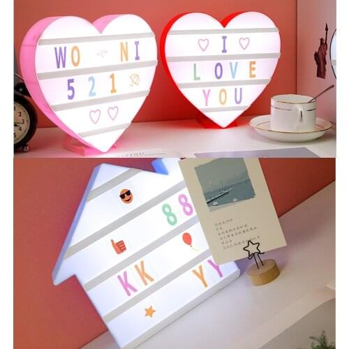 Creative DIY LED Combination Cinema Lightbox USB+Battery Powered LOVE Table Night Light with Black/Colorful Letter Symbol Cards
