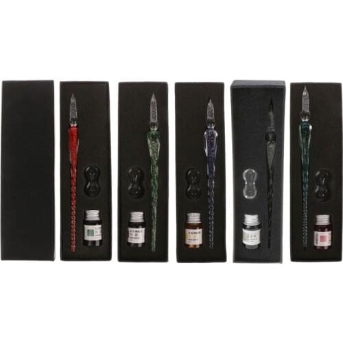 Luminous Glass Dip Fountain Pen Signature Ink Business Gift Office Supplies Calligraphy