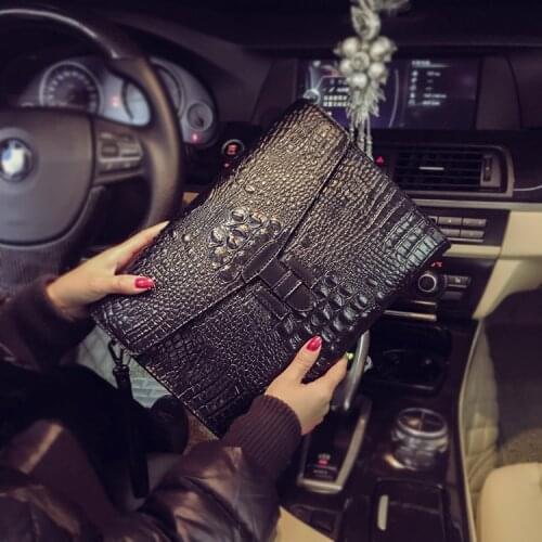 Tidog The trend of crocodile handbag leather IPAD clutch bag