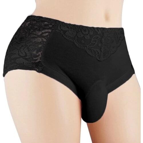 Lace Mens Briefs Transparent Underwear Men Closed Penis Sleeve Sexy Gay Underpant Jockstrap U-Shaped Pouch Panties Boxers A50