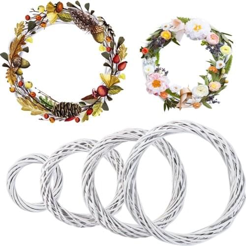 1PC 8-30CM Rattan Ring White Wreath Wicker Garland Hanging Vine Ring DIY Craft Ornaments Wedding Party Decorations