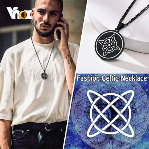 Vnox Mens Stylish Seal of Satan Necklace Stainless Steel Goat Devil Inverted Pentagram Pendant Jewelry