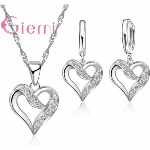 Top Quality Exquisite Wedding Jewelry Sets Elegant Bridal Accessories Silver Necklace Pendant Hoop Earring