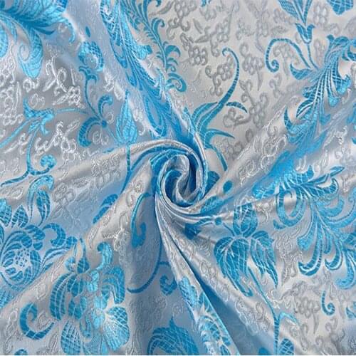 Yard dyed jacquard brocade blue fabric used for patchwork quilting felt DIY sewing women clothing wedding dress skirt