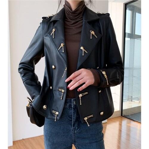 Woman Coats Natural Sheepskin Leather 2020 Fashion Female Windbreaker Jackets Real Sheepskin LeatherJackets H425