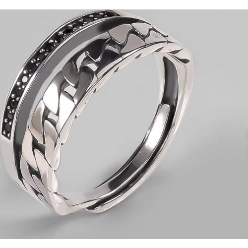 Ckysee CZ Ctrystal Paved 925 Sterling Silver Rings Women Vintage Design Adjustable Silver Finger Ring For Wedding Jewelry Gift