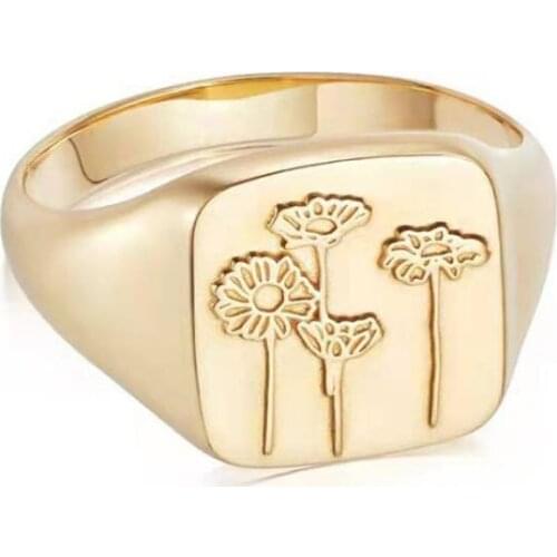 2021 New Arrival Unique 18K Golden Plant Flower Rings Seal Stainess Steel Womens Jewelry With Free Shipping Statement Wide Big
