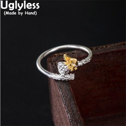 Uglyless Handmade Lotus Rings for Women 100% Real 925 Sterling Silver Lotus Jewelry Oriental Charm Elegant Poetry Dress Rings