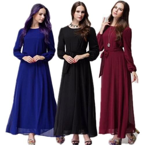 Factory direct f888-6 new Moroccan kaftan Abaya Vestido terciopelo Chaplet islamic long sleeved chiffon dress Arab Turkey Abaya