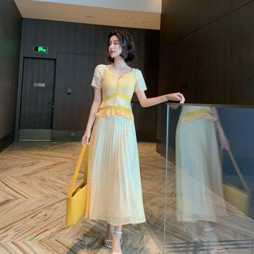 Fashion women new arrival dot chiffon long sexy formal dress vintage party elegant high quality beach summer cute a-line dress