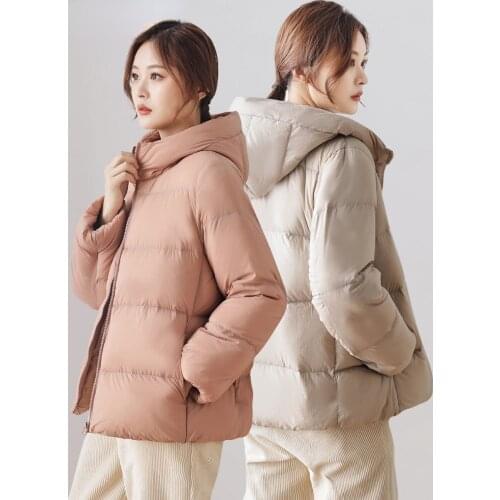 Winter Duck Down Jacket Female 2021 Hooded Black Coat Female Short Parkas Womens Jackets Casual Casaco Feminino Inverno Gxy93