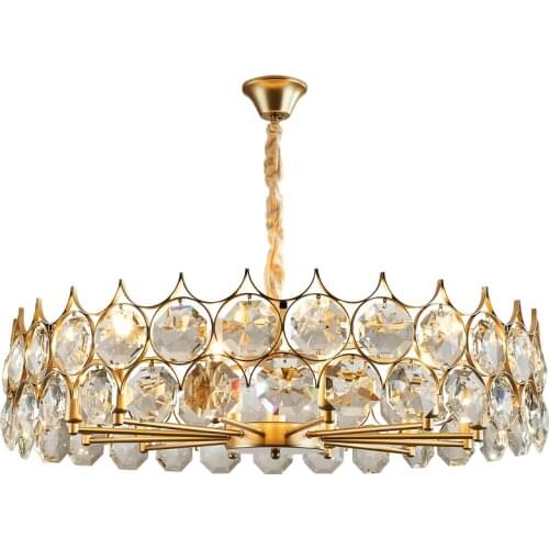 Golden Luxury Chandeliers Fashion Round Villa Hotel Restaurant Art Decor Luminaire Contemporary Creative Crystal Hanging Lights