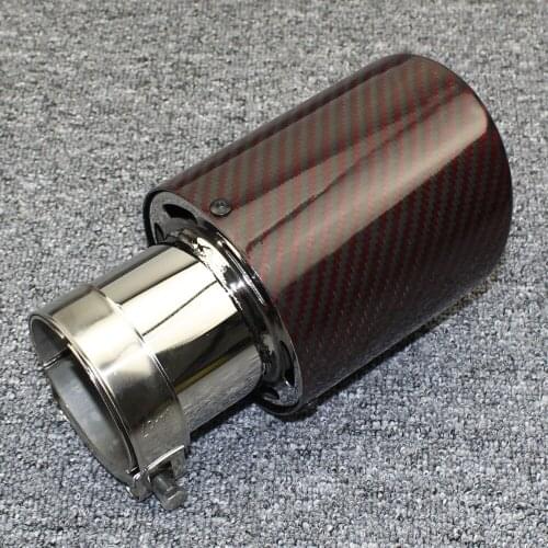 1pcs Free shipping car Accessories Exhaust pipe carbon fiber tail throat curled with red gloss 304 muffler tail pipe