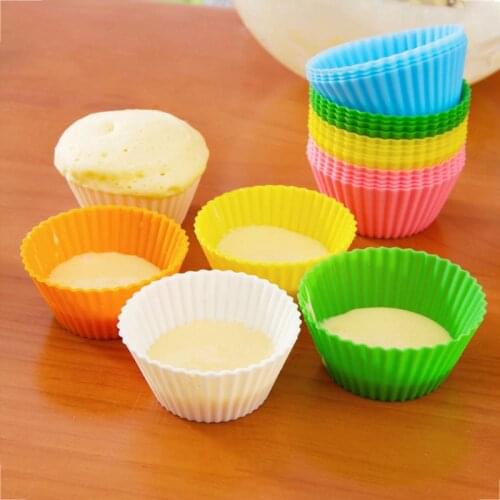 10Pcs/set Cake Mold 7cm Silicone Muffin Cup Round Heart Shape Silicone Baking Cake Cup Cake Mold