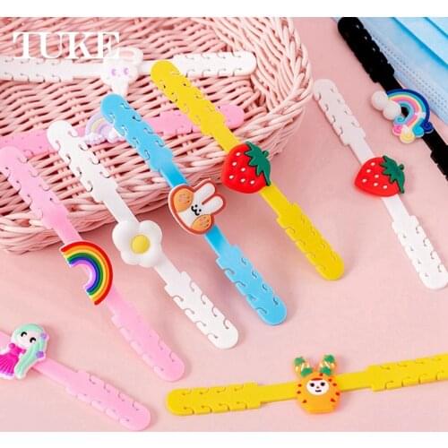 10pcs/lot PVC soft childrens mask hook cartoon paragraph masks student anti Lesheng ear artifact extended anti-Le ears buckle