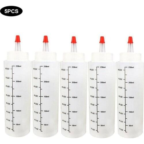 250ML Plastic Needle-nosed Bottle Salad Sauce Squeeze Bottle With Scale Squeeze Bottle Kitchen Accessories