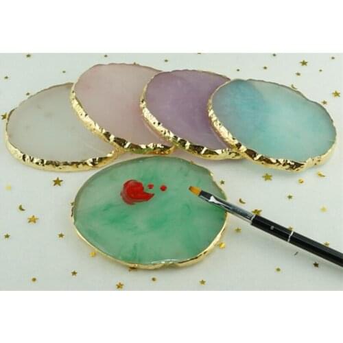 30Pcs Natural Resin False Nail Tips Display Board Color Palette Nail Polish Cream Mixing Spatula