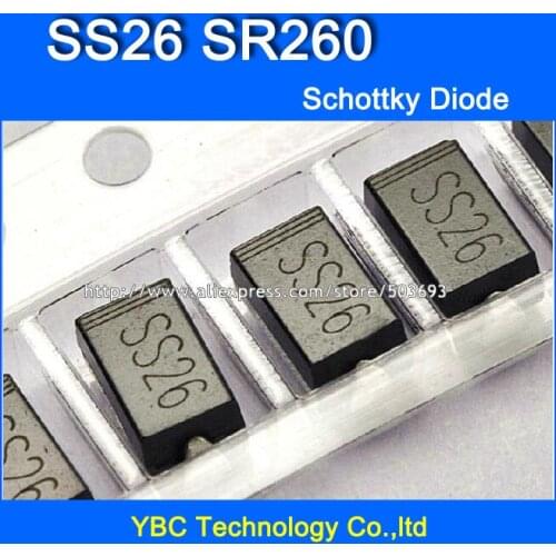 500pcs/lot SS26 SR260 2A/60V A Type Schottky Diode
