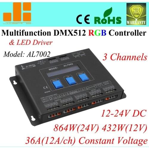Free shipping Multifunctional RGB Controller / DMX led driver / DMX Controller master, 3 Channels AL7002