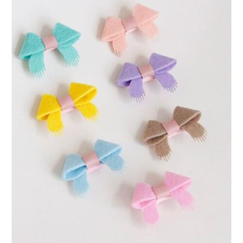 Boutique 20pcs Fashion Cute Felt Bow Hairpins Solid Kawaii Candy Color Bowknot Hair Clips Princess Headwear Hair Accessories