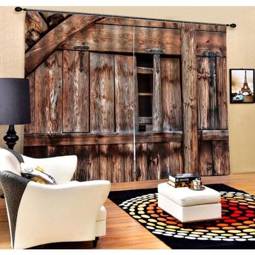 Photo 3D Curtains for Living Room Window curtains brown woods curtains door curtain