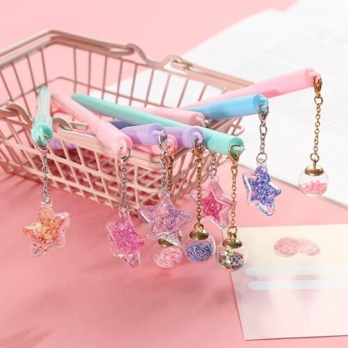4pcs wish ball & star gel pen pendant Black color 0.5mm pens writing Sweet Stationery gift office school supplies FB791
