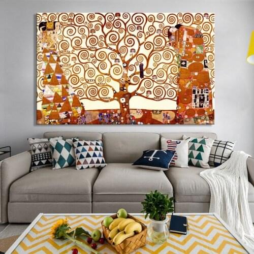 Famous Painting The Tree of Life by Gustav Klimt Oil Painting on Canvas Posters and Prints Wall Art Pictures for Living Room