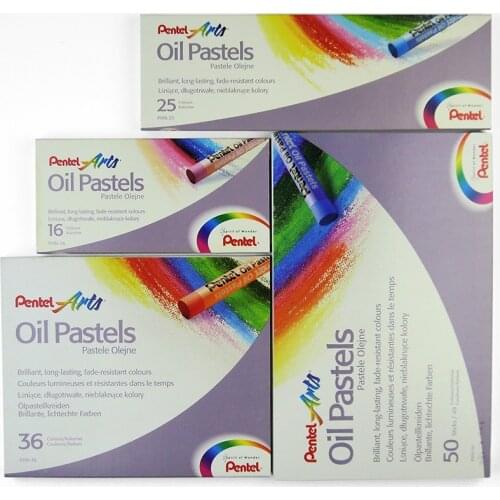 Pentel 16/25/36/50 Colors Round Shaped Crayons For Kids Set Soft Professional Oil Pastel Drawing Pen For Children Art Supplies