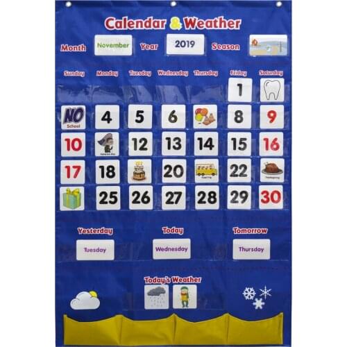 Godery 2020-2028 Preschool Calendar and Weather Pocket Chart Set for Kindergarten Classroom Kids