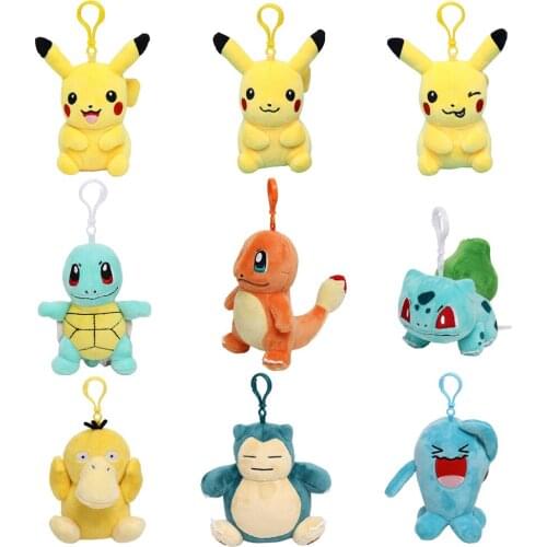 Kawaii Pikachued Squirtle Bulbasaur Charmander Snorlax Ball Plush Doll Stuffed Toy Keychain Pokemoned Pendant Gifts for Kid