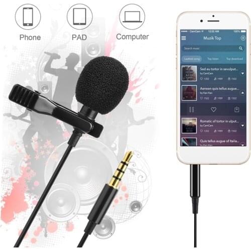 Mini Portable Lavalier Microphone Condenser Clip-on Lapel 1.5M Mic 3.55mm Omnidirectional Metal Microphone for Computer Phone