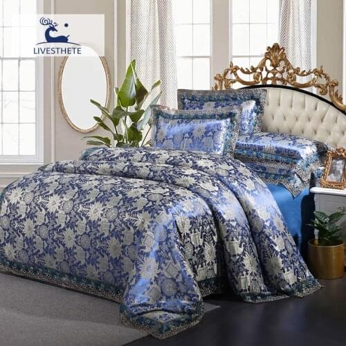Liv-Esthete Bedding Set Jacquard Luxury Bed Linens Double Adult Queen King Lace Decor Home Fitted Sheet Elastic Band Bedspread