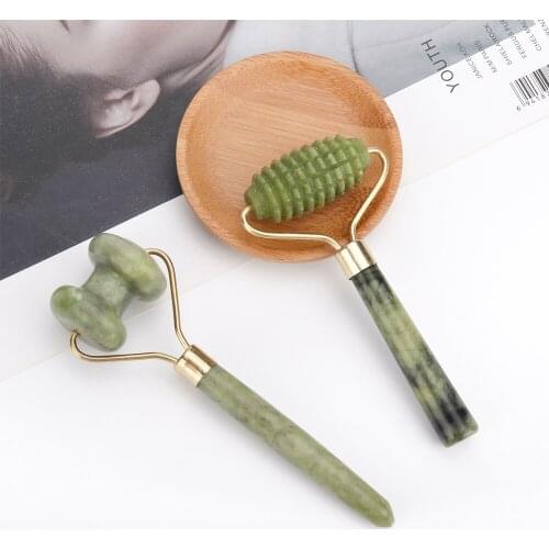 Face Jade Roller Facial Single-Head Massage Roller Skin Care Tools Natural Xiuyu Scraper Body Back Beauty Slimming Massager Tool