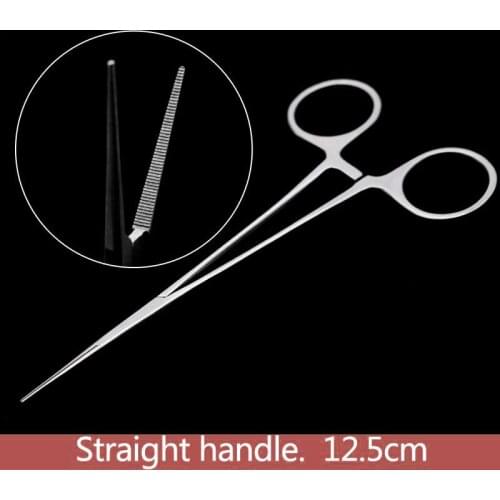 Microvascular hemostatic forceps stainless steel 12.5cm Straight handle Bent head transverse serration Fine hemostatic device