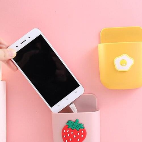 Cute Wall Mount Remote Control Punch-free Storage Box Holder For Table Bedroom Wall Nightstand Storage Boxes Box Holder New