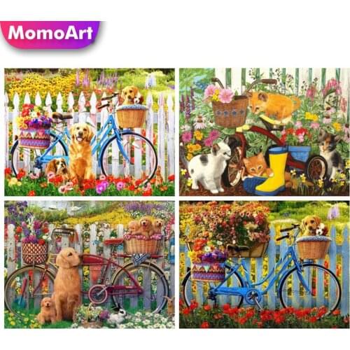 MomoArt Diamond Embroidery Dog Full Square Drill DIY Diamond Painting Animal Rhinestone Mosaic Bicycle Picture Wall Decor