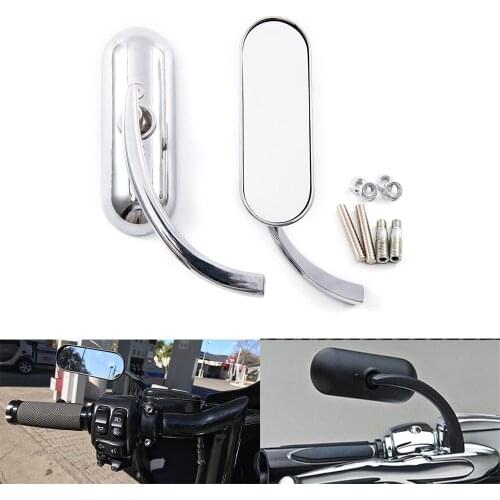 Motorcycle Black Mini Oval Mirror Metal Side Mirrors 8mm10mm For Harley Chopper Bobber Sportster Touring Softail Dyna Street Bob