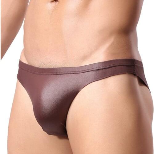 Mens Briefs Sexy Seamless U-convex Briefs Soft Faux Leather Mens Panties Erotic Gay Underwear Male Bikini Lingerie Calzoncillos