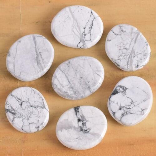 Natural jade chakra palm stone 30*22*7 mm white howlite mineral polishing slices tumbled figurine spiritual Reiki Healing