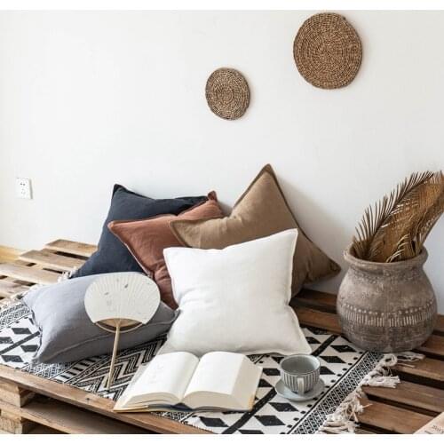 Nordic simple style solid color linen cotton cushion cover home coffee bar hotel sofa decorative pillow cover 45*45cm pillowcase