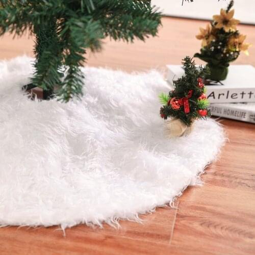 New Year Home Outdoor Decor Event Party Tree Skirts Creative White Plush Christmas Tree Skirts Luxury Fur Carpet Xmas