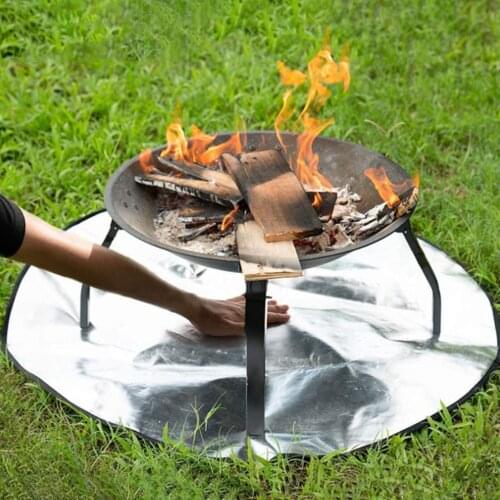71cm Barbecue Fire Blanket Aluminum Foil Insulation Mat Outdoor Camping Fire Cloth High Temperature Anti-Scald Flame Retardant